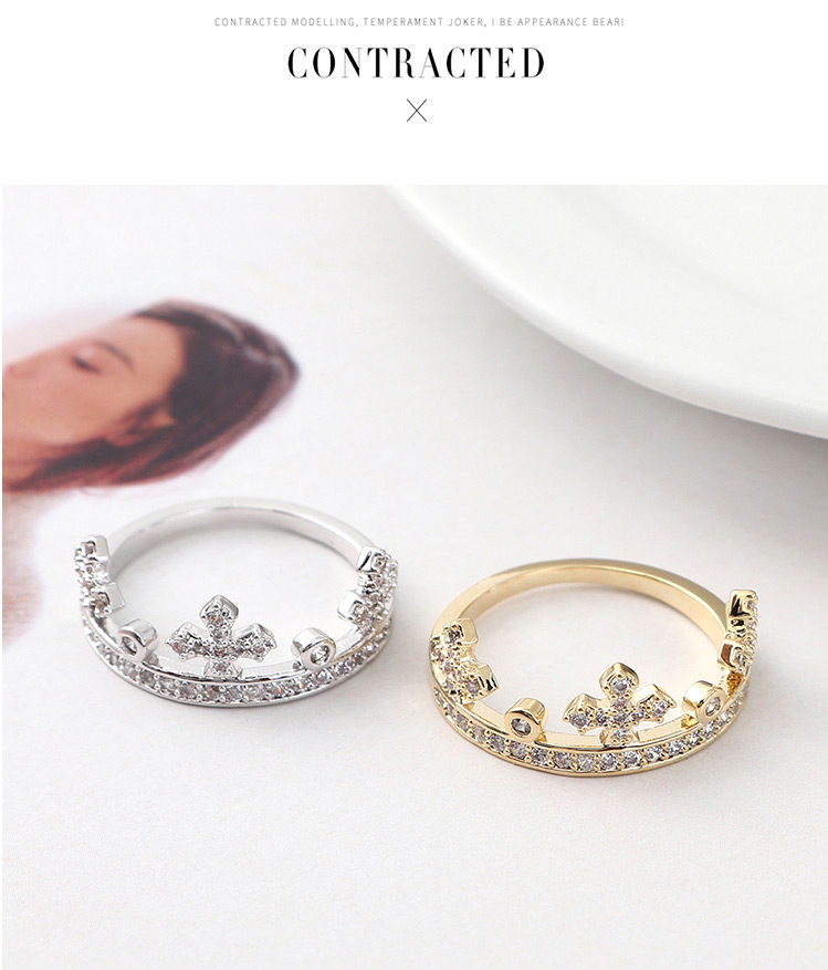 Fashion Platinum Zircon Ring - Crown Ring,Fashion Rings