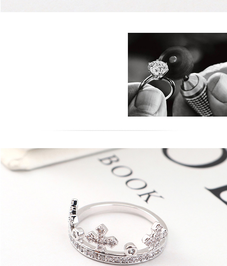 Fashion Platinum Zircon Ring - Crown Ring,Fashion Rings
