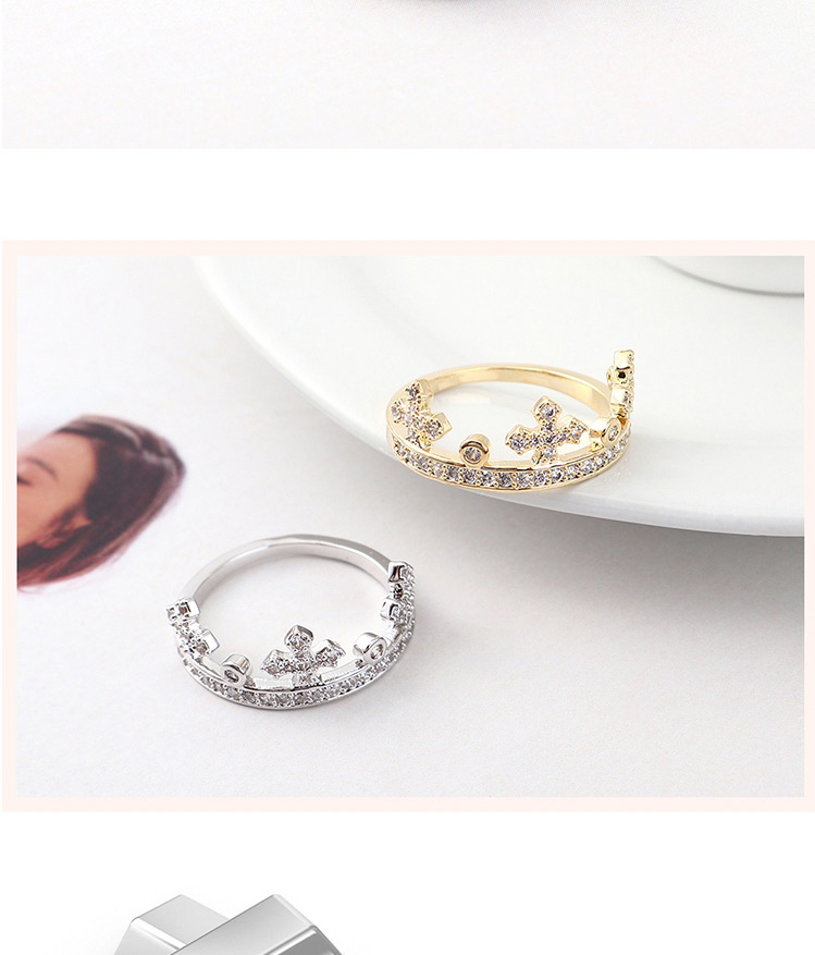 Fashion 14k Gold Zircon Ring - Crown Ring,Fashion Rings