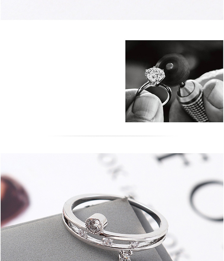 Fashion Platinum Zircon Ring - Glamorous,Fashion Rings