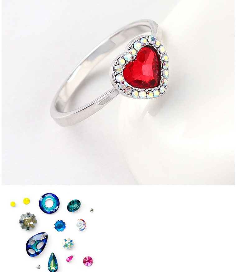 Fashion Denim Blue Crystal Ring - Love Is You And Me,Fashion Rings