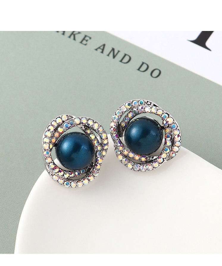 Fashion Blue Light Pearl Stud Earrings - Flower Cluster,Stud Earrings