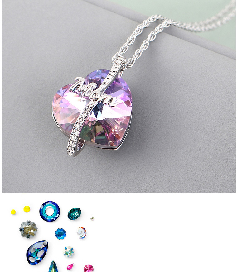 Fashion Blue Light Crystal Necklace - Love Is Eternal,Pendants