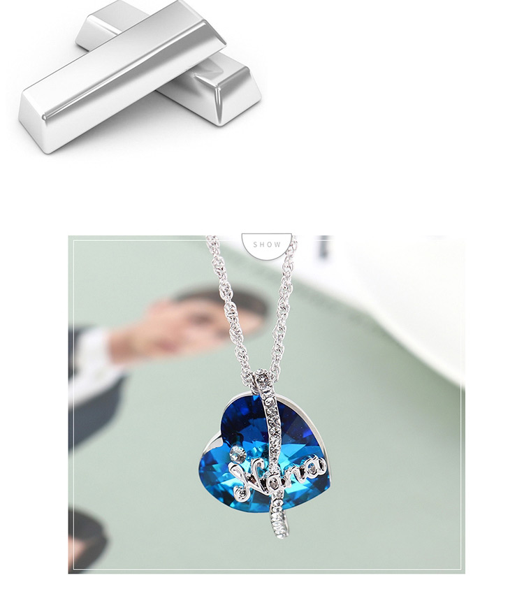 Fashion Blue Light Crystal Necklace - Love Is Eternal,Pendants