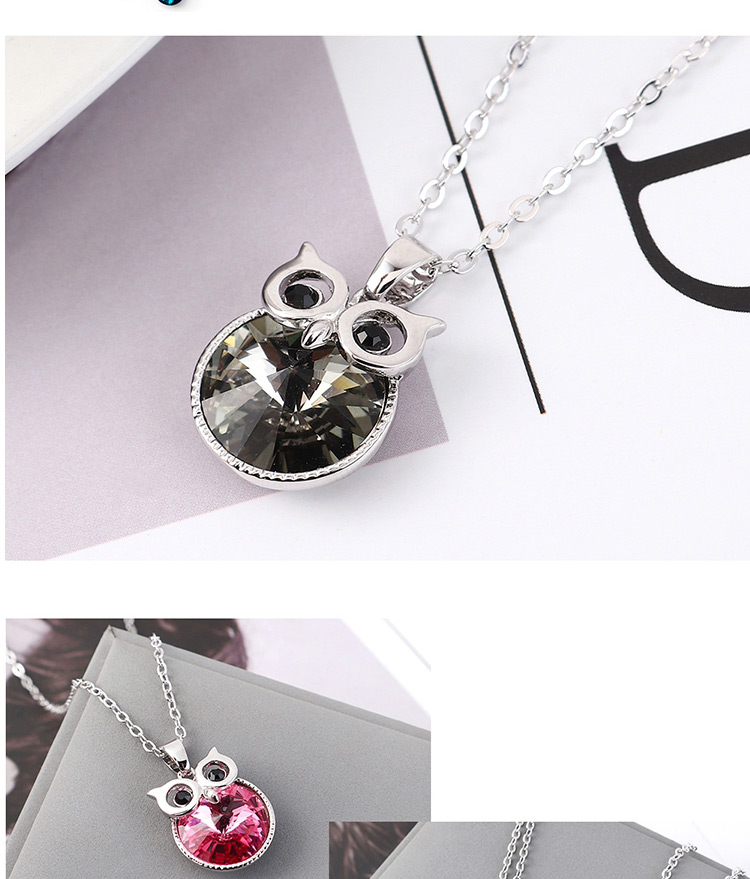 Fashion White Crystal Necklace - Staying Owl,Pendants