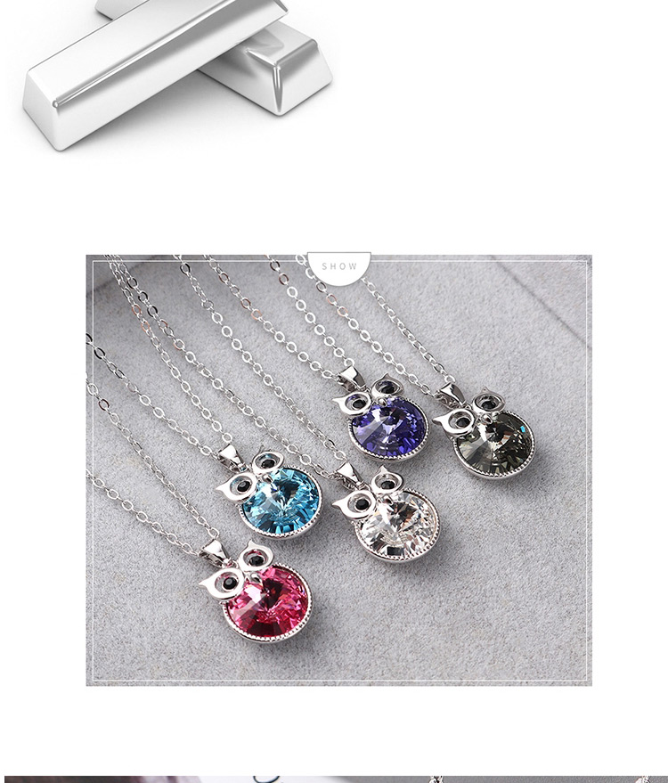 Fashion White Crystal Necklace - Staying Owl,Pendants