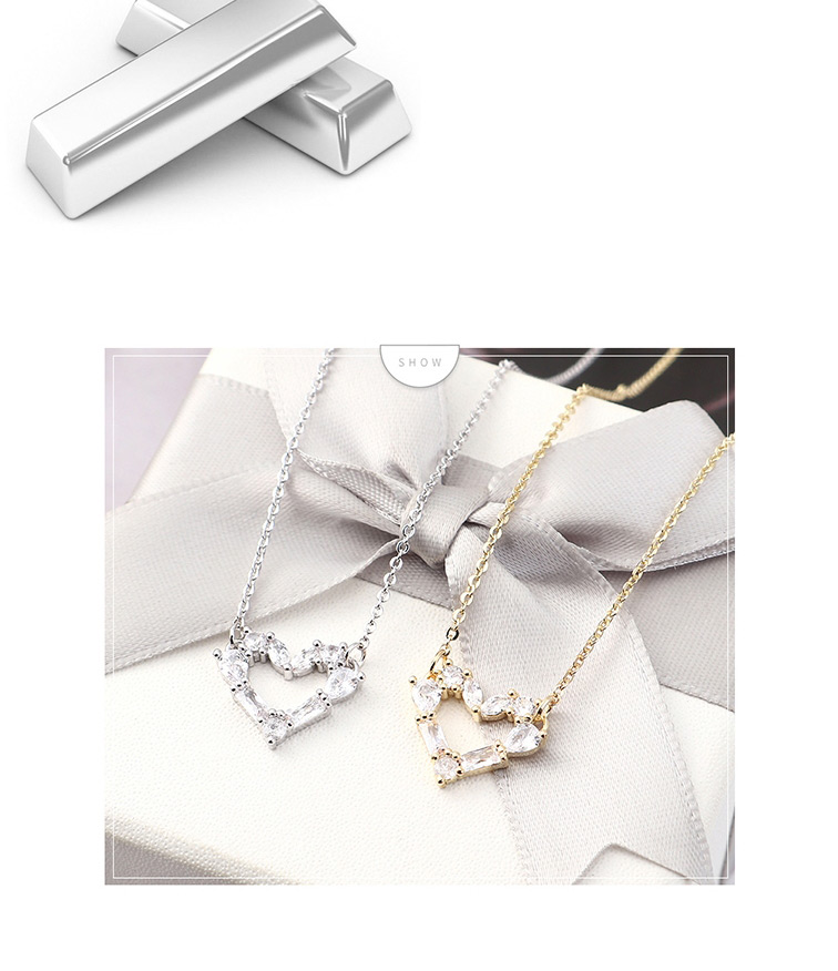 Fashion 14k Gold Zircon Necklace - Painted Heart,Pendants