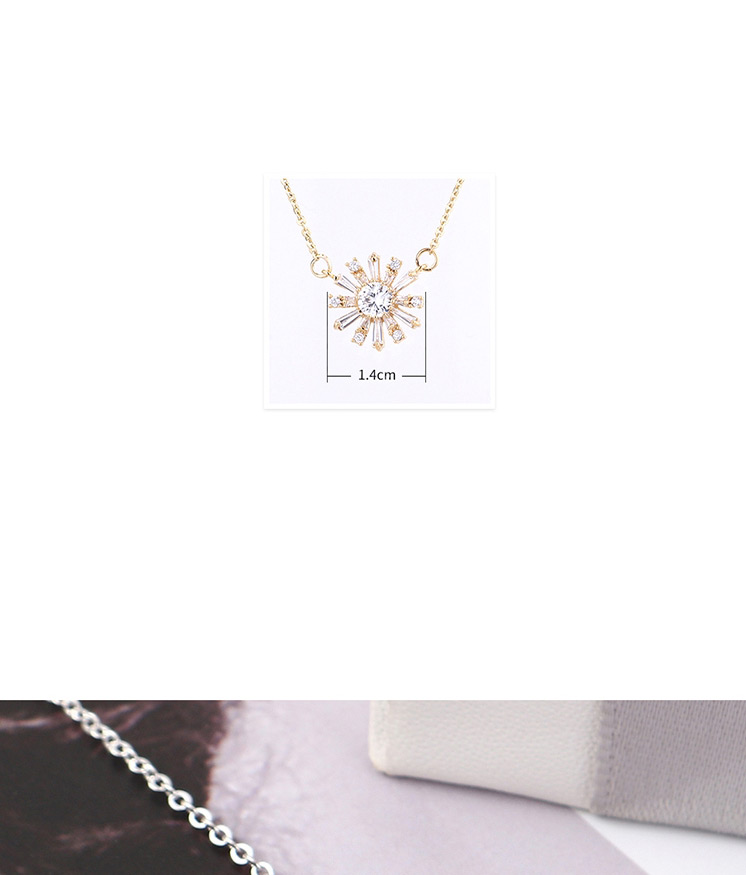 Fashion 14k Gold Zircon Necklace - The Other Side Of The Flower,Pendants