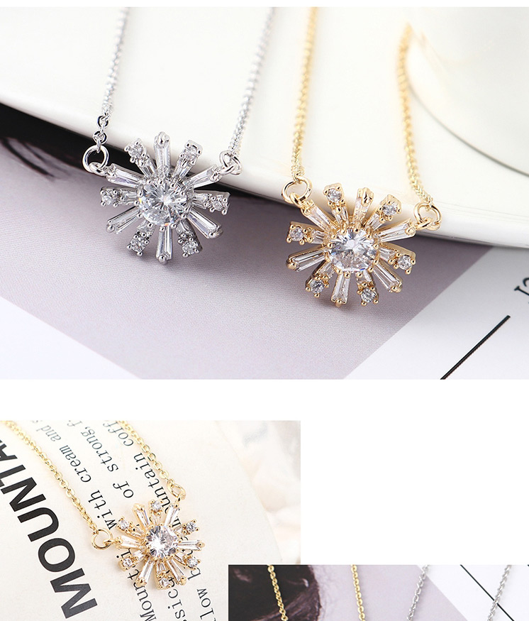 Fashion 14k Gold Zircon Necklace - The Other Side Of The Flower,Pendants