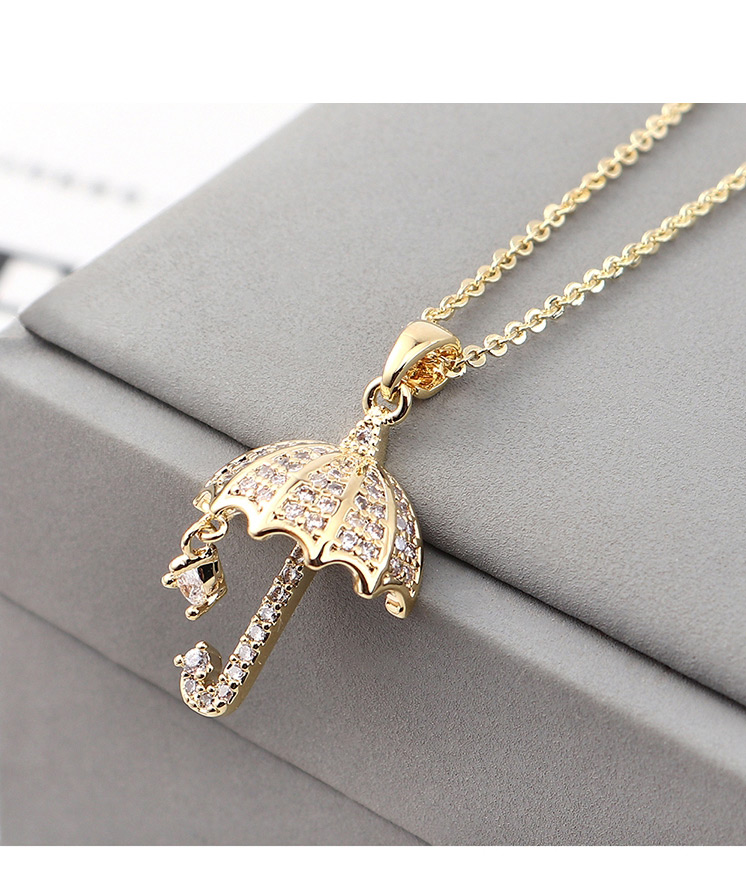 Fashion 14k Gold Zircon Necklace - For Your Umbrella,Pendants
