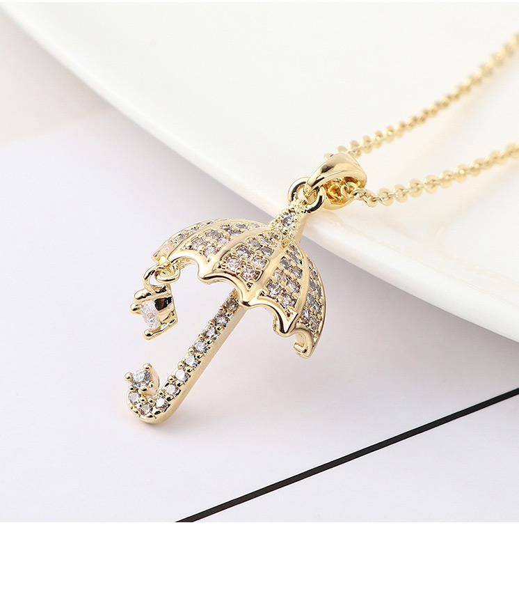 Fashion 14k Gold Zircon Necklace - For Your Umbrella,Pendants