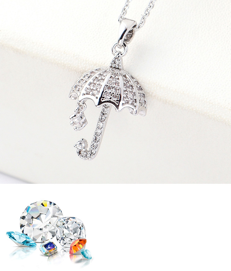 Fashion Platinum Zircon Necklace - For Your Umbrella,Pendants