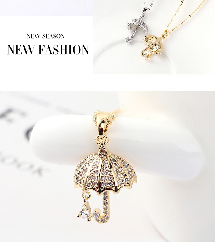 Fashion Platinum Zircon Necklace - For Your Umbrella,Pendants