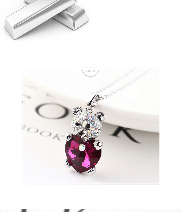 Fashion Olive Crystal Necklace - Bear Heart,Pendants