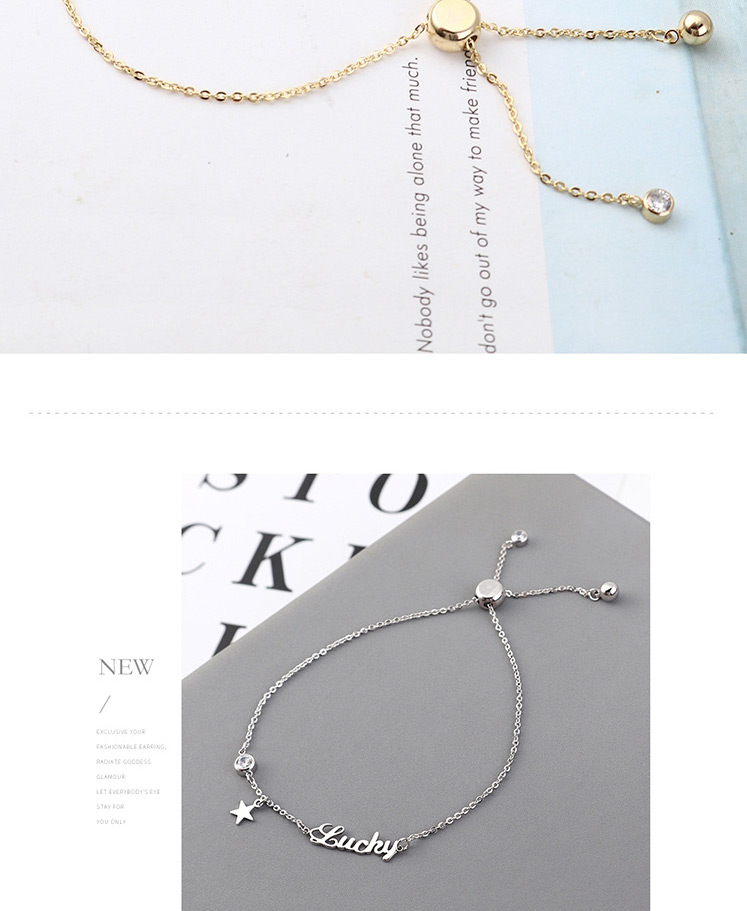 Fashion (platinum) Pentagram Letter Zircon Bracelet,Bracelets