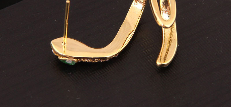 Fashion Gold Copper Micro-inlaid Zircon Snake Single Earring,Stud Earrings
