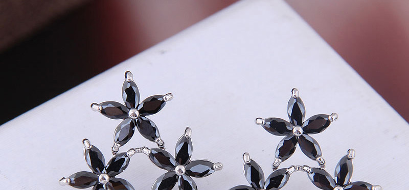 Fashion Silver Copper Micro Inlaid Zircon Petal Pearl Stud Earrings,Stud Earrings