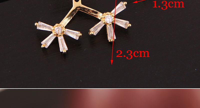 Fashion Gold Copper Micro-inlaid Zircon Petals Asymmetric Earrings,Stud Earrings