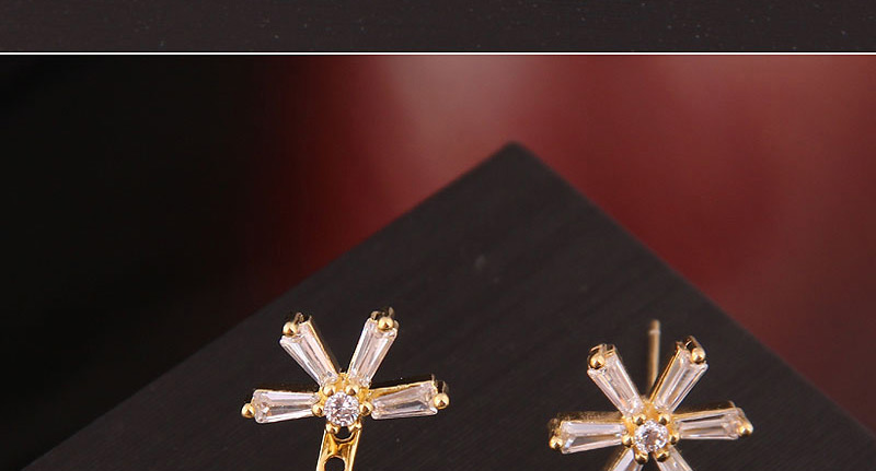 Fashion Gold Copper Micro-inlaid Zircon Petals Asymmetric Earrings,Stud Earrings