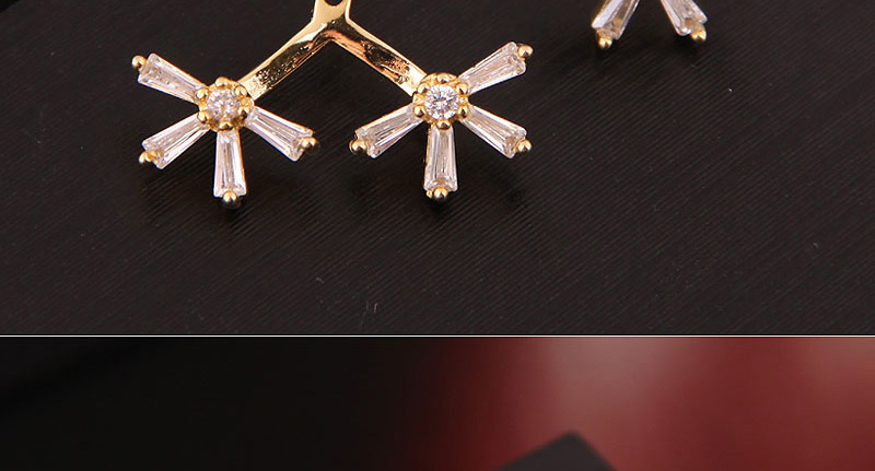 Fashion Silver Copper Micro-inlaid Zircon Petals Asymmetric Earrings,Stud Earrings