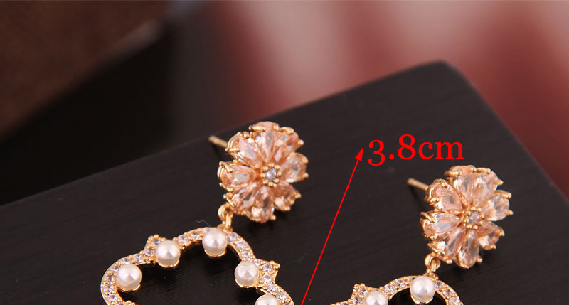 Fashion Gold Copper Micro Inlaid Zircon Petal Clover Earrings,Stud Earrings