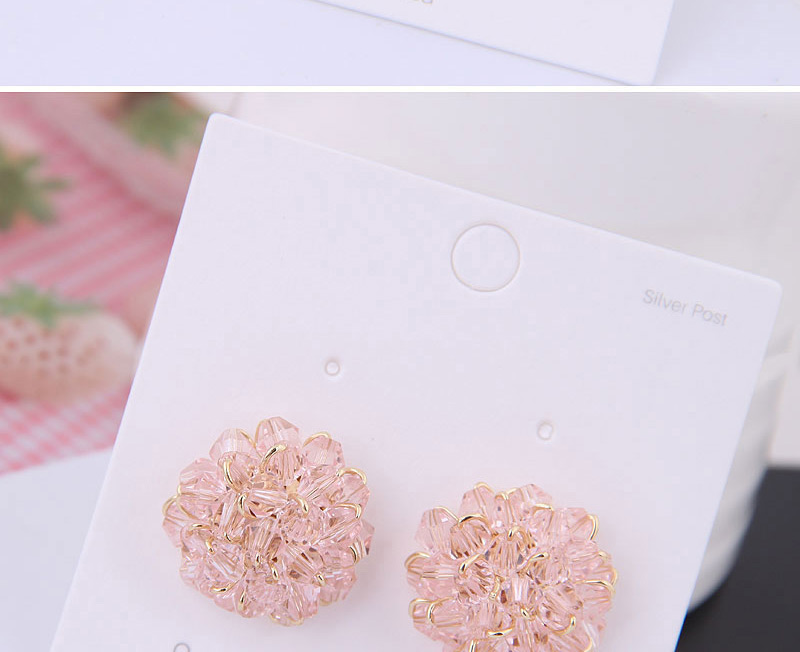 Fashion Pink Crystal Ear Studs,Stud Earrings