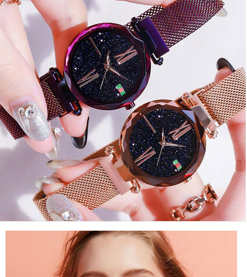 Fashion Rose Gold Tape Star Watch,Ladies Watches