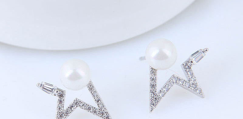 Fashion Silver Meteor Pearl Stud Earrings,Stud Earrings