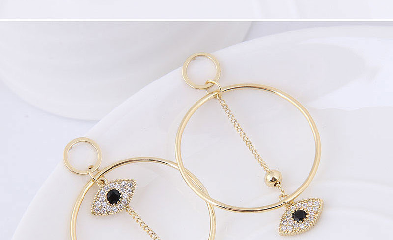 Fashion Gold Zirconium Eyebrow Asymmetrical Earrings,Drop Earrings