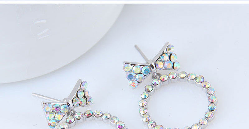 Fashion Silver Bow Earrings,Drop Earrings