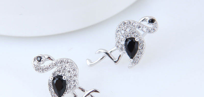 Fashion Silver Zirconium Swan Earrings,Stud Earrings