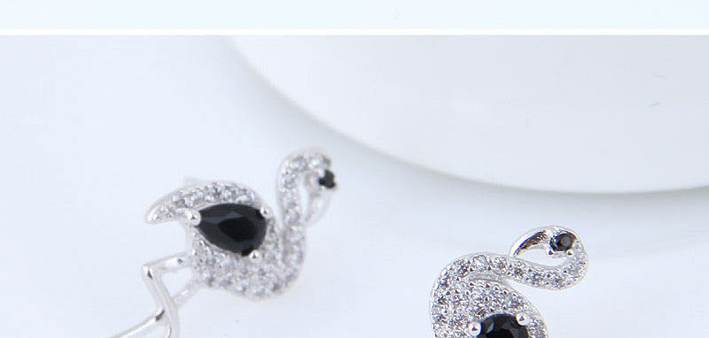 Fashion Silver Zirconium Swan Earrings,Stud Earrings