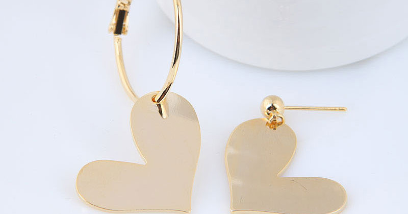 Fashion Gold Love Asymmetric Earrings,Hoop Earrings