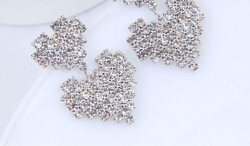 Fashion Silver Double Heart Earring,Drop Earrings
