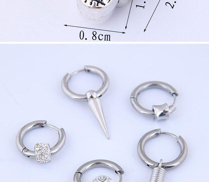 Fashion Silver Titanium Steel Skull Earrings Single,Earrings