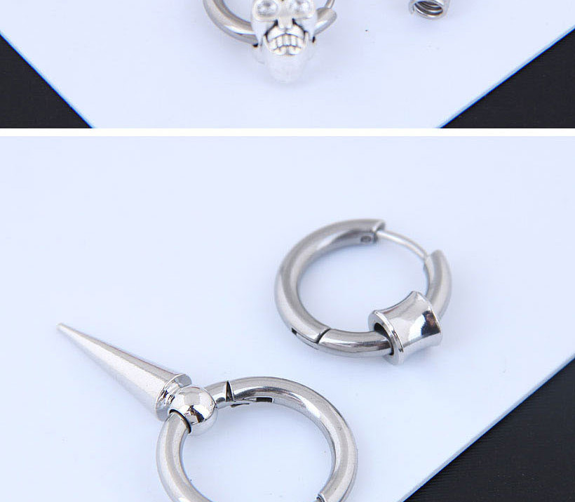 Fashion Silver Titanium Steel Skull Earrings Single,Earrings
