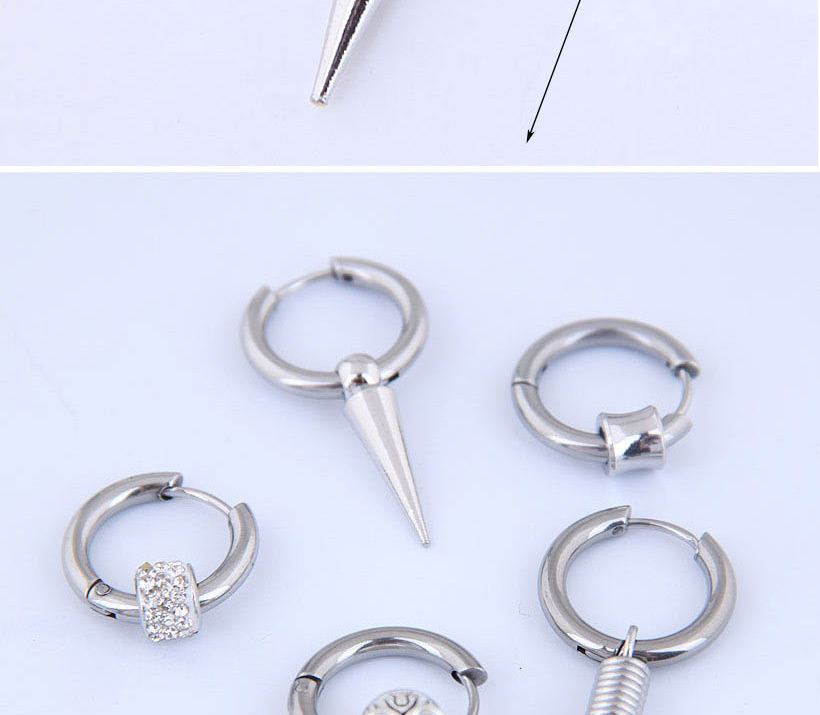 Fashion Silver Titanium Steel Rivet Stud Earrings,Earrings