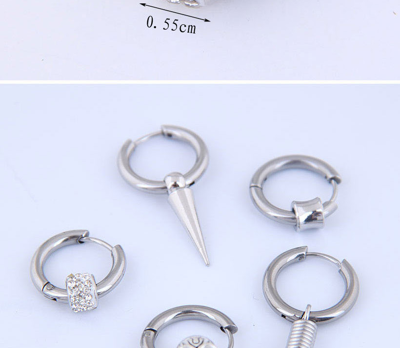 Fashion Silver Titanium Steel Stud Earrings Single,Earrings