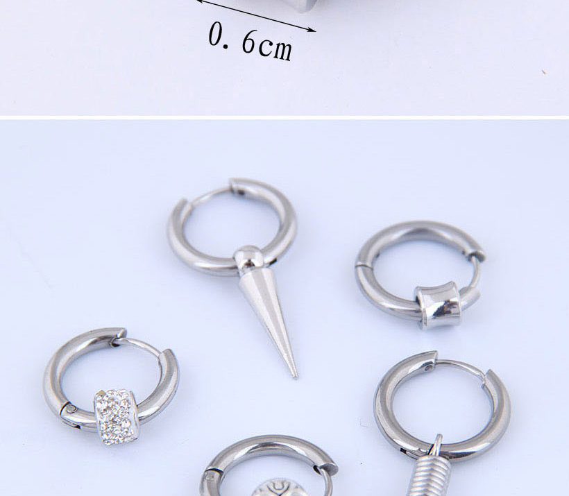 Fashion Silver Titanium Steel Earrings Single,Earrings