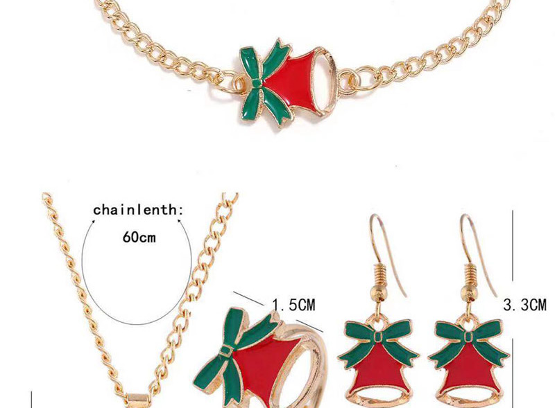 Fashion Gold Metal Christmas Series Four-piece Necklace Earrings Ring Bracelet,Jewelry Sets