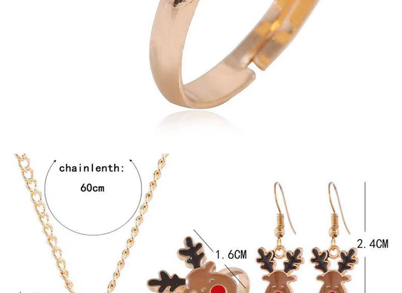 Fashion Gold Metal Christmas Series Four-piece Necklace Earrings Ring Bracelet,Jewelry Sets
