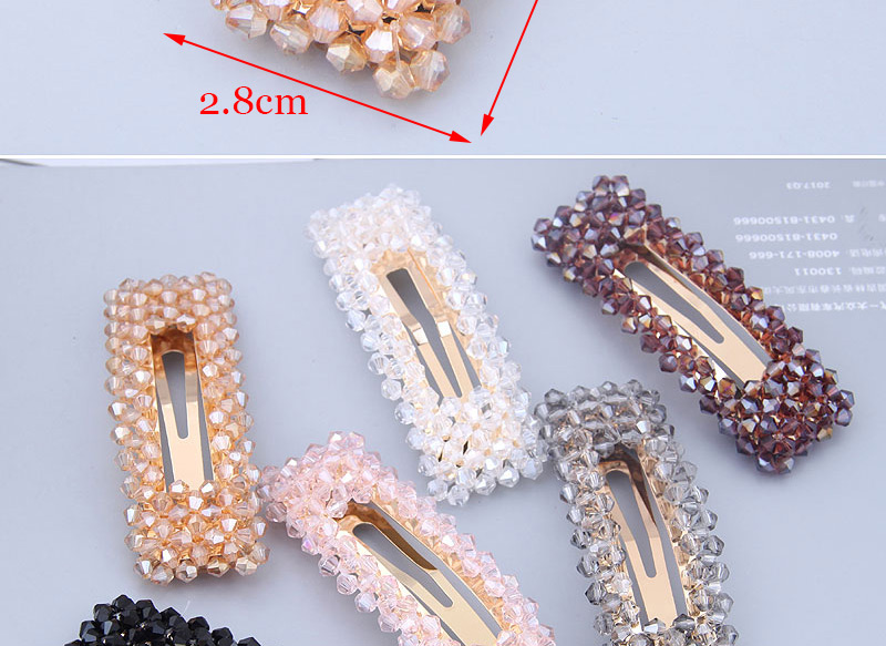 Fashion Pink Crystal-made Rectangular Pearl Hairpin,Hairpins