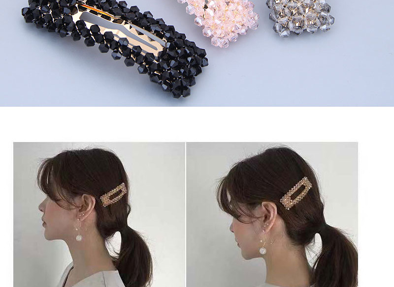 Fashion Champagne Crystal-made Rectangular Pearl Hairpin,Hairpins