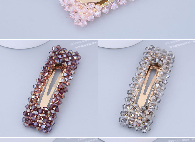 Fashion Pink Crystal-made Rectangular Pearl Hairpin,Hairpins