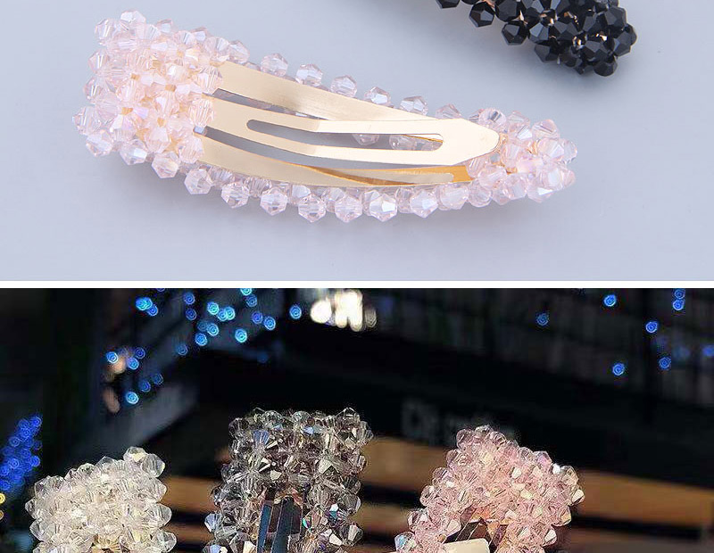 Fashion Pink Crystal-made Water Drop Pearl Hairpin,Hairpins
