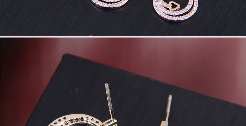 Fashion Silver  Silver Needle Copper Micro-inlaid Zircon Multi-layer Ring Earrings,Stud Earrings
