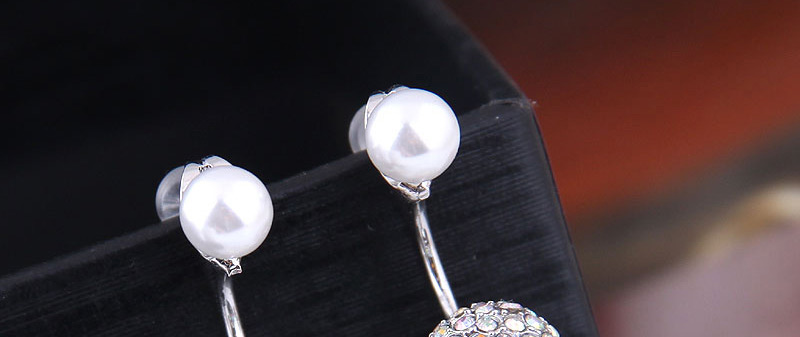 Fashion Silver  Silver Needle With Zirconium Beads,Drop Earrings