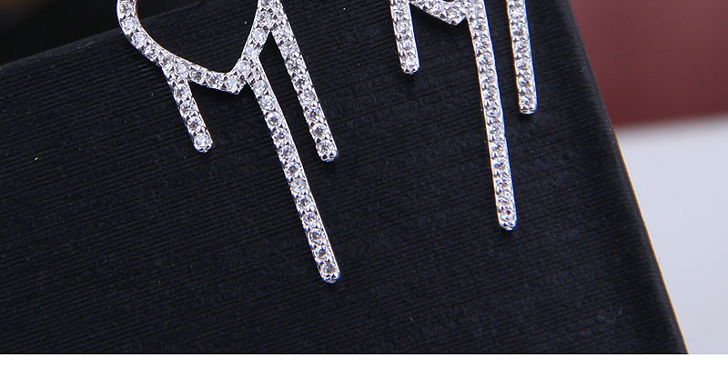 Fashion Silver  Silver Pin Zirconium Love Earrings,Stud Earrings