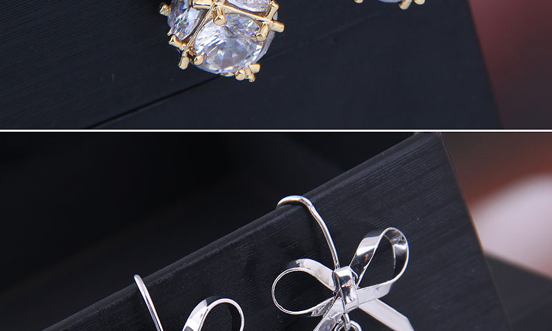 Fashion Gold Bow Zirconium Earrings,Drop Earrings