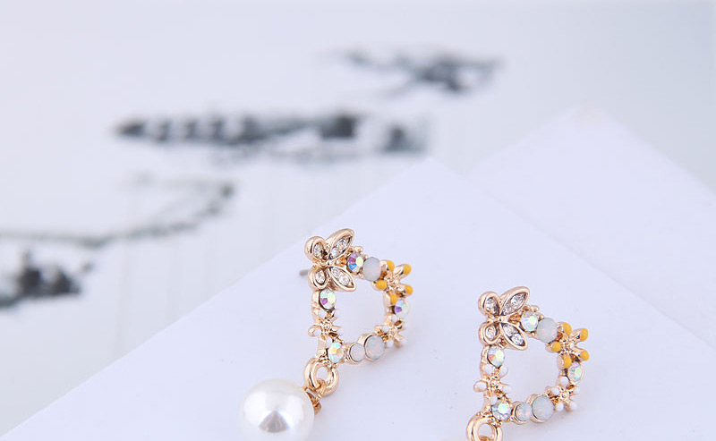 Fashion Yellow Love Flower Pearl Stud Earrings,Stud Earrings